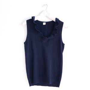 J. Crew navy wool & cashmere ruffle vest